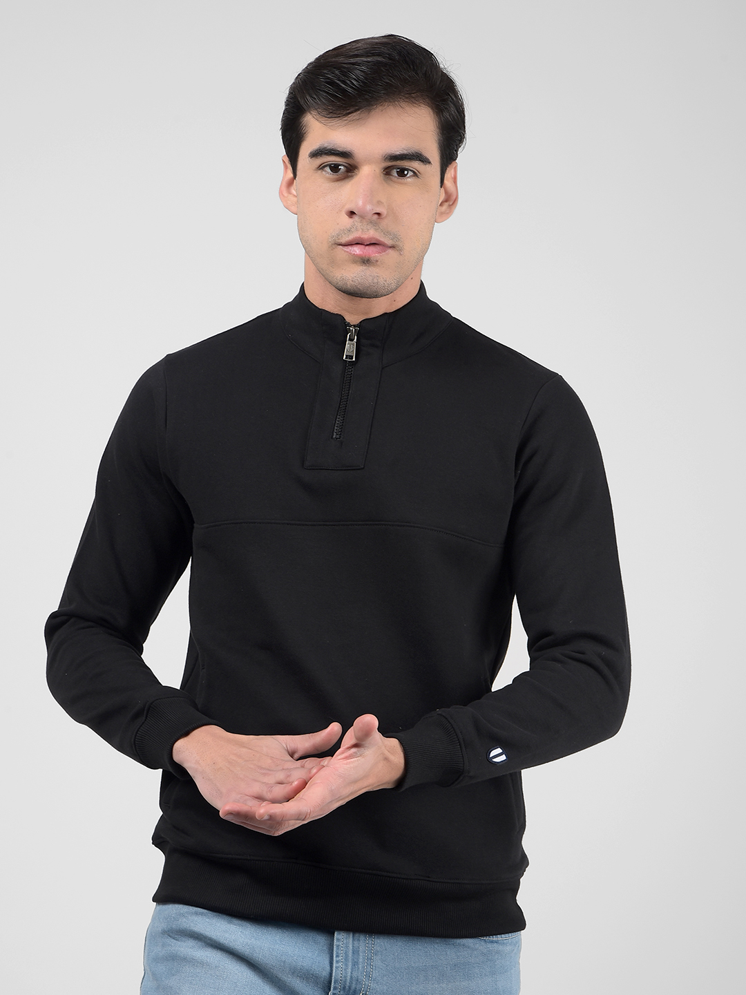 Numero Uno Men Black Mock Neck Sweatshirts